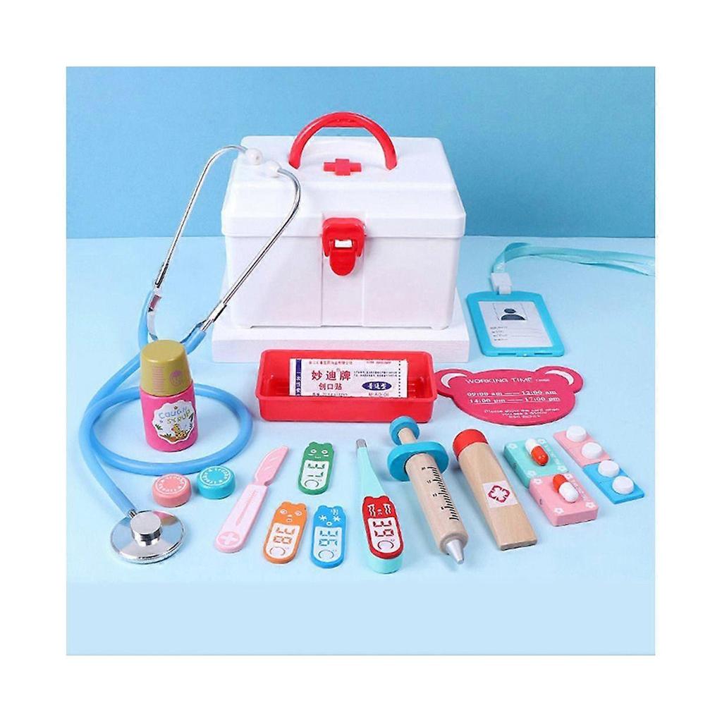 17-Piece Wooden Pretend Play Doctor Kit, Green