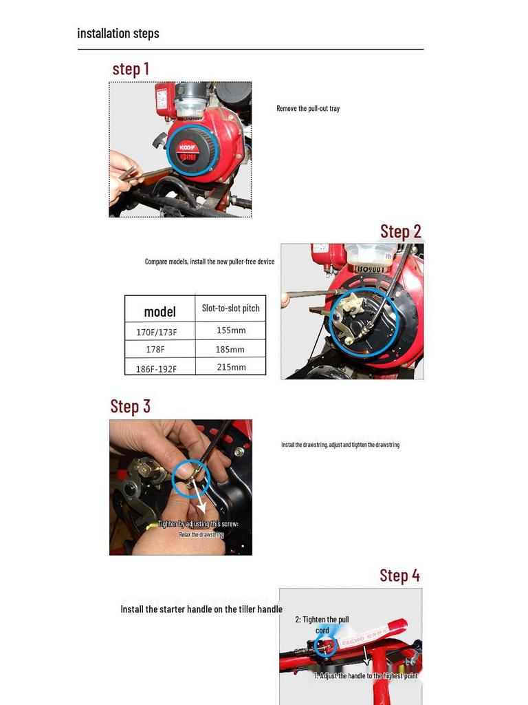 Hand-Cranked Mini Tiller Starter for 170F, 178F, 186F Air-Cooled Diesel Engines