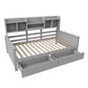 Schlafsofa 90x200, Schubladen und Regale, Lattenrost, Kinderbett, Jugendbett, Einzelbett, Massivholzbett Grau