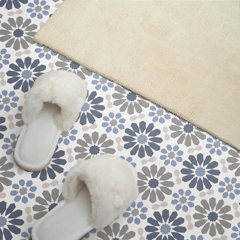 Package of Vinyl Tiles with a Pattern for the Kitchen Floral Pattern In Symmetry 6x60x30 Cm