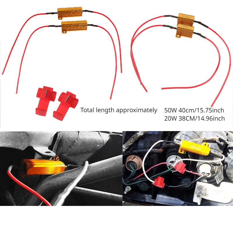2 Set 12v Load Resistor 25W 50W Aluminum Shell Power Resistor 6ohm 8ohm for Car Turn Signals Light Indicator LED Flash