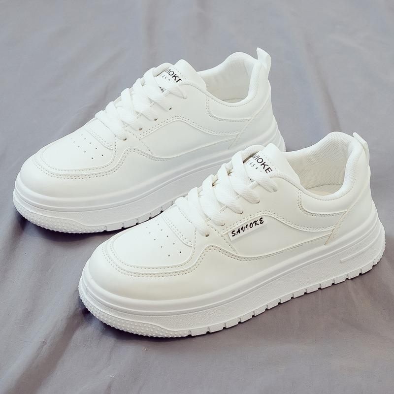 Autumn New White Shoes for Women, Versatile Casual Sports Shoes, Thick Soled Board Shoes