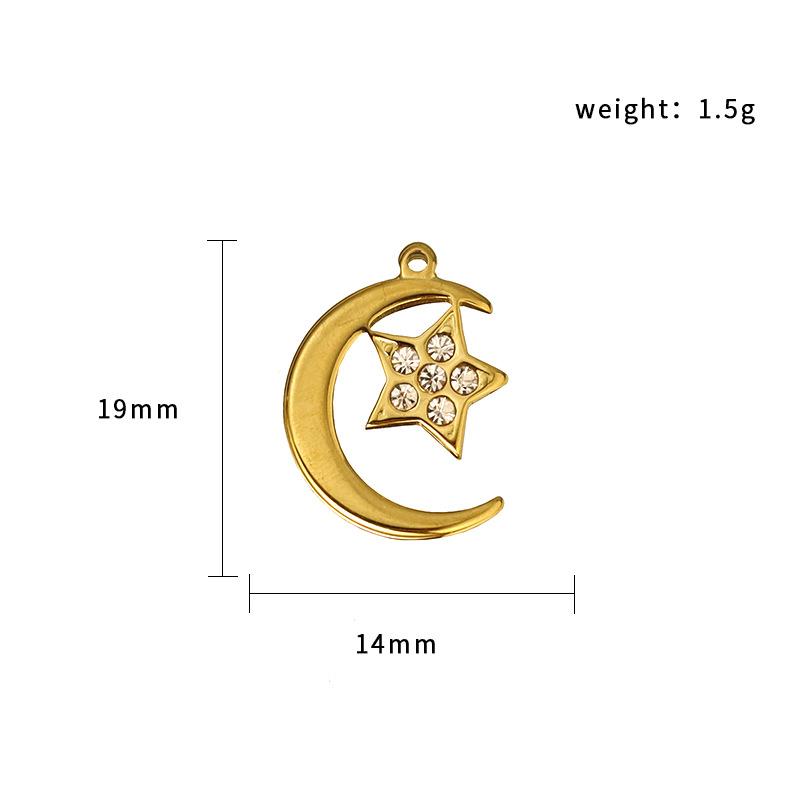 Stainless Steel Small Fresh Oil Drop Love Moon Pendant Plated 18K Jewelry Accessories Diy Pendant Necklace