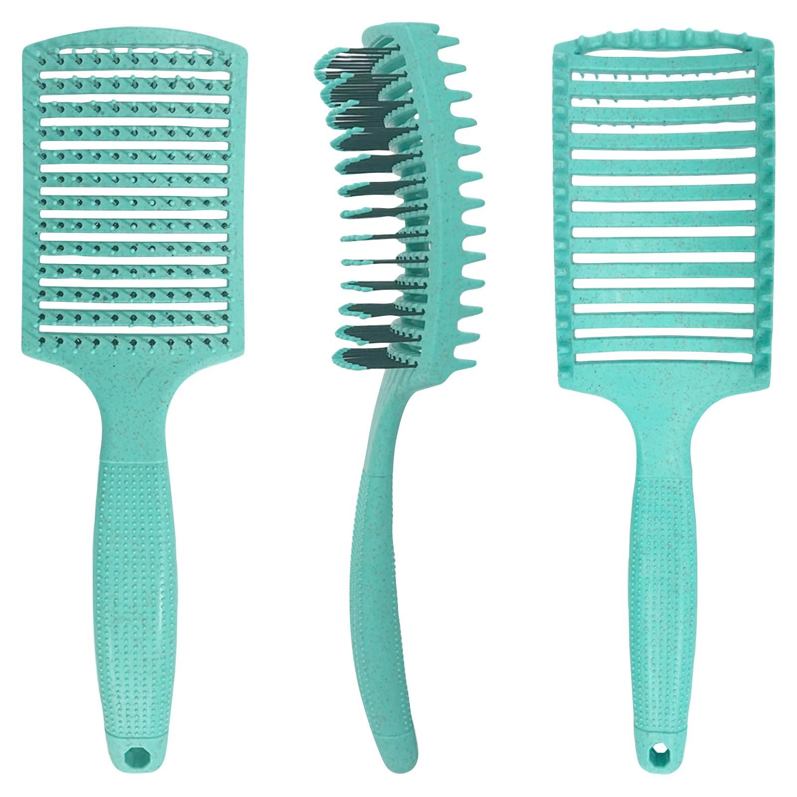 

Щетка для завивки волос для расчесывания и придания формы мужским и женским локонам, уменьшает выдергивание, густая щетина, прямоугольная, гибкая, усиливает кудри, унисекс One Size зелёный