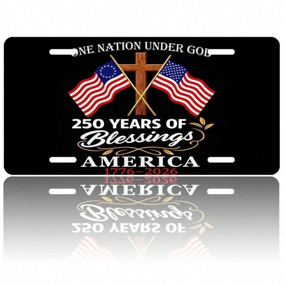 US 250th Anniversary Aluminum License Plate 15x30 Cm Patriotic 1776-2026 Car & Truck Tag, Anti-Corrosion Gift for Collectors