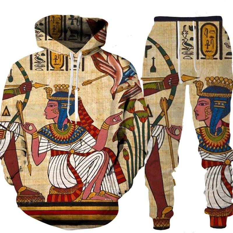 Men's Ancient Egypt Eye of Horus God 3D Print Hoodie Pants Set Women Casual Egyptian Tribal Clothes Hoodie/Trousers/Suits