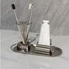 Toothpaste Rack+Toothbrush Shelf+Pallet Stainless Steel Toothpaste Squeezer  Toilet