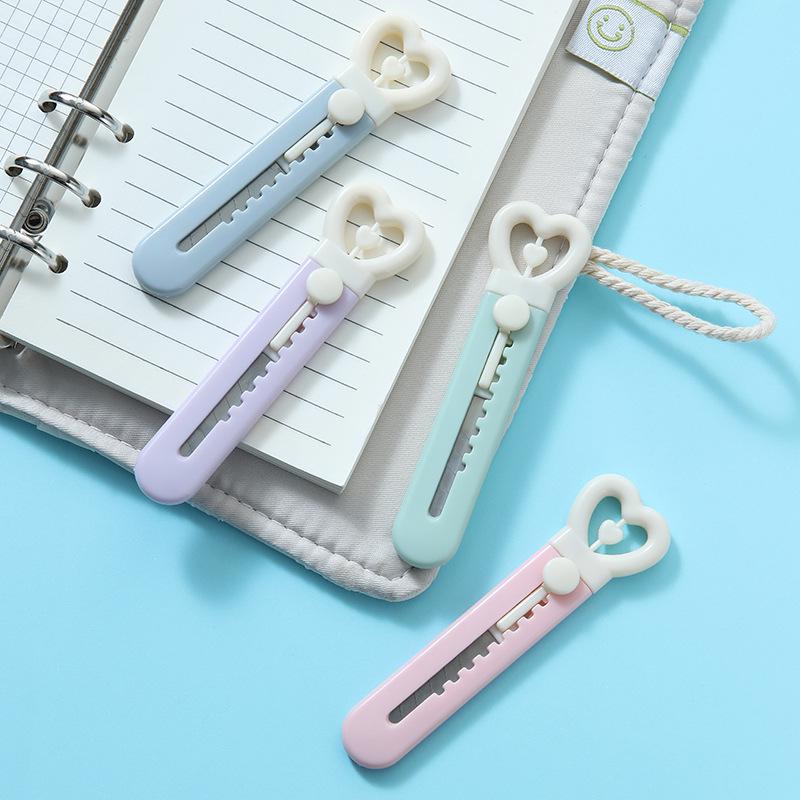 

Mini Heart Craft Knife - Convenient Unboxing & Paper Cutting Tool for Students and Office Use Blue Heart