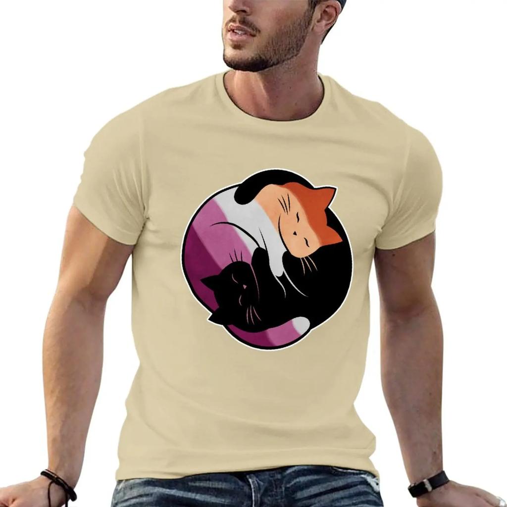 Lesbian Yin Yang Cat T-shirt cute clothes Blouse heavyweights big and tall t shirts