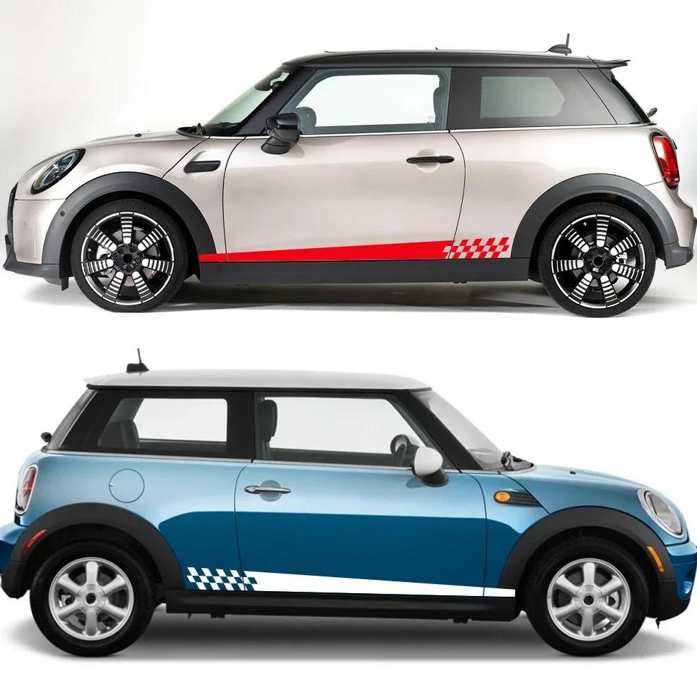 3PCS Car Engine Hood Stickers Car Door Side Long Striped Vinyl Decals Self-adhesive Auto Body Decoration For MINI Cooper R56 R53