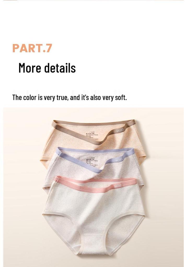 7A Antibacterial Cotton Mid-Waist Women's Briefs - 50 Pack, Breathable, A-Grade Triangle Design