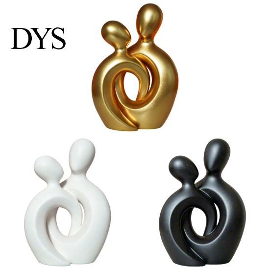Figurina di Coppia Romantica per Arredamento Casa Statua Astratta, Decorazione in Resina Dorata, Accenti Creativi Moderni da Tavolo Scultura Centrale per Ingresso