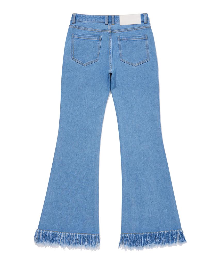 FALLETT Fringe Bootcut Denim Pants Blue
