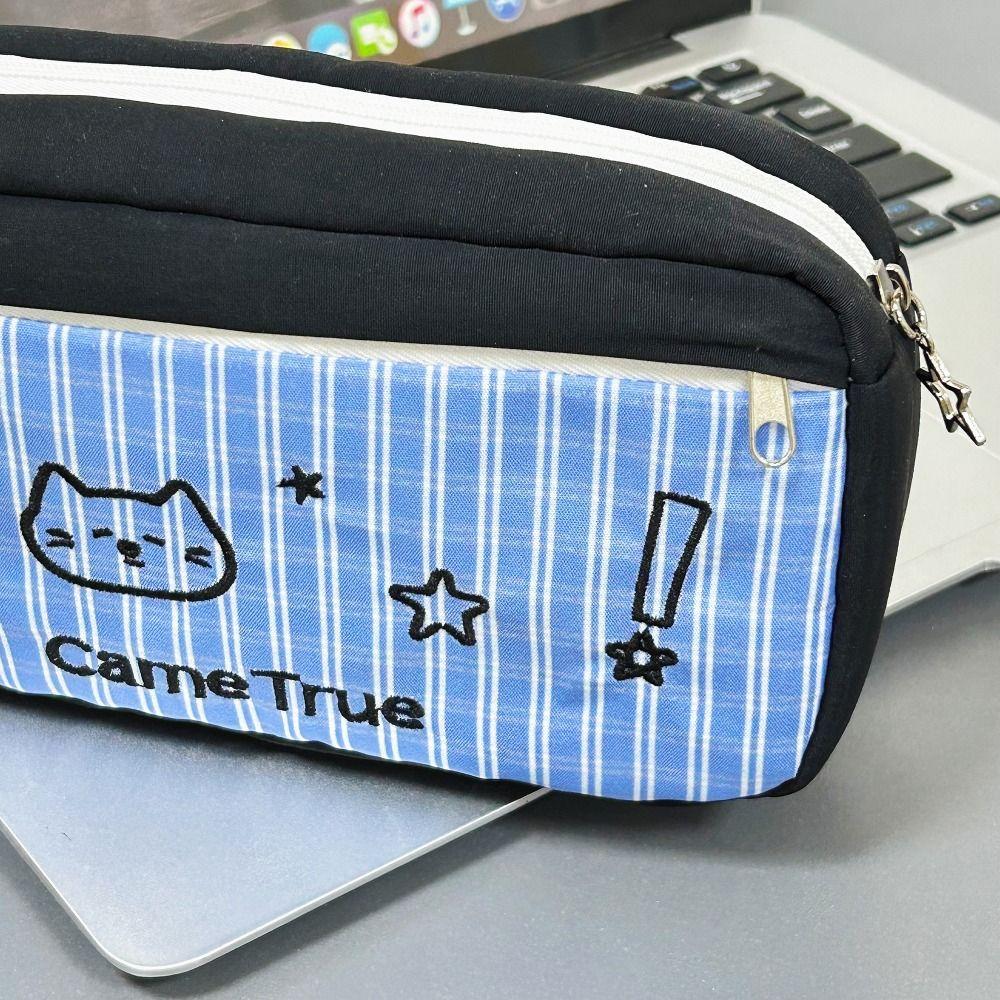 Soft Touch Pencil Case Polka Dot Kitten Stationery Storage Bag Portable Pen Box School Supplies