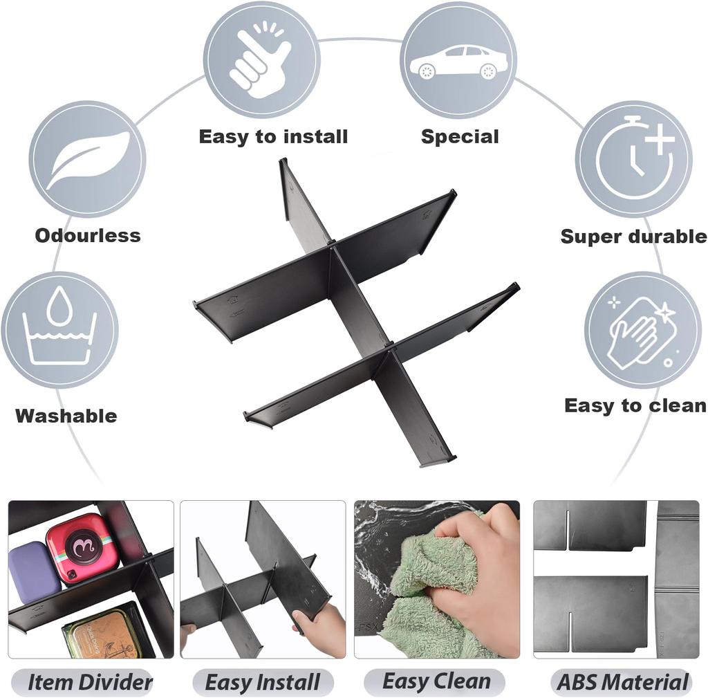 Center Console Dividers for Ford F250/350/450 2025-2025 Center Console Organizer Armrest Storage Box Dividers Tray  Accessories