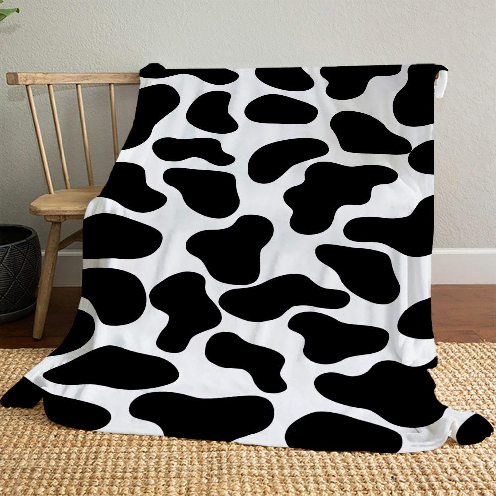 1PC cow printOutdoor Flannel Blanket - Soft Plush Decor for Picnics, camping, Bedroom, Playroom, Office, or Lunch Break 1364A