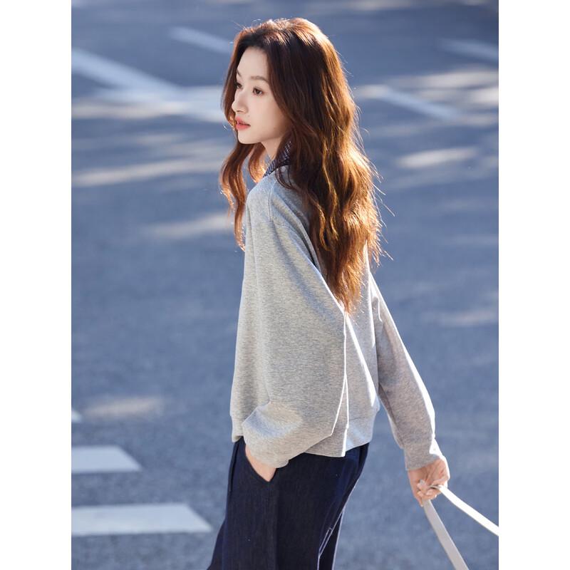 ZOSOUL Embroidered Faux-Layer Polo Sweatshirt