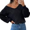 New 2026 popular bottoming shirt V-neck loose and thin cross-border fashion sweater woven twist rhombus sweater