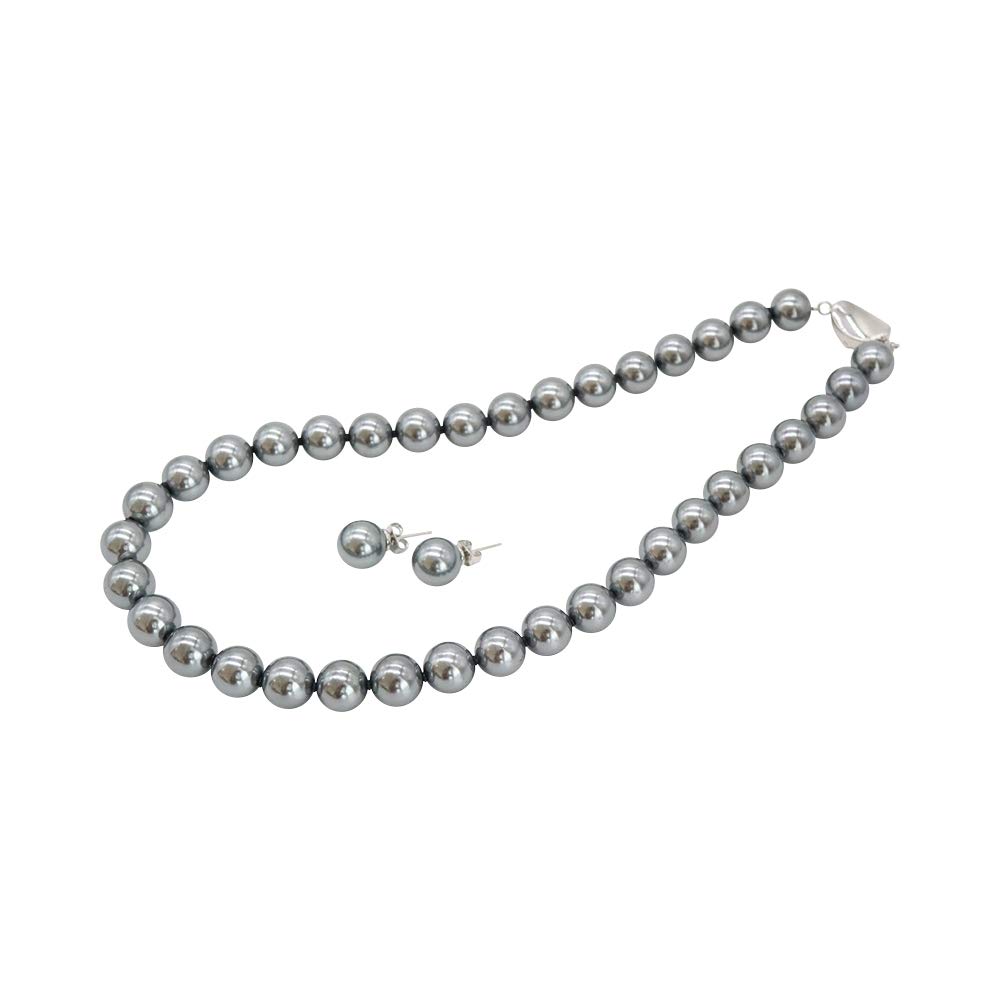 Pearl Luxury Formal Black Formal Pierced Earrings Shell Pearl 10mm Silver Peacock [Sakiya] Necklace, Edition, Occasions, Pearl, Pearl, Earrings, Set,