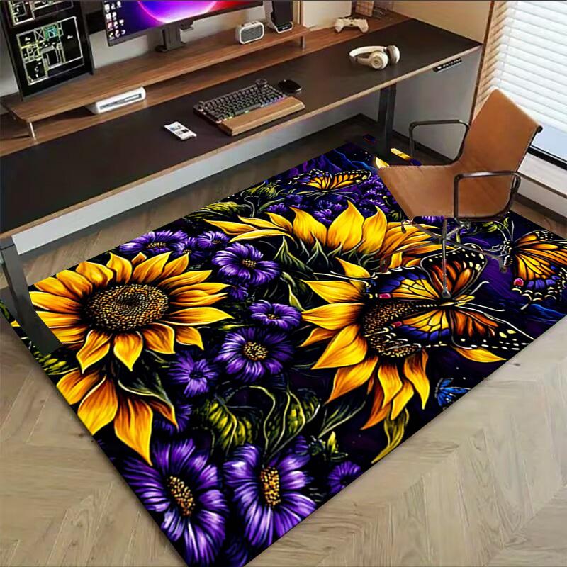 1PC Butterflies Sunflowers Extra Large Non-Slip Floor carpet, Office, family, bedroom, Studio - Large Area RugJ0410