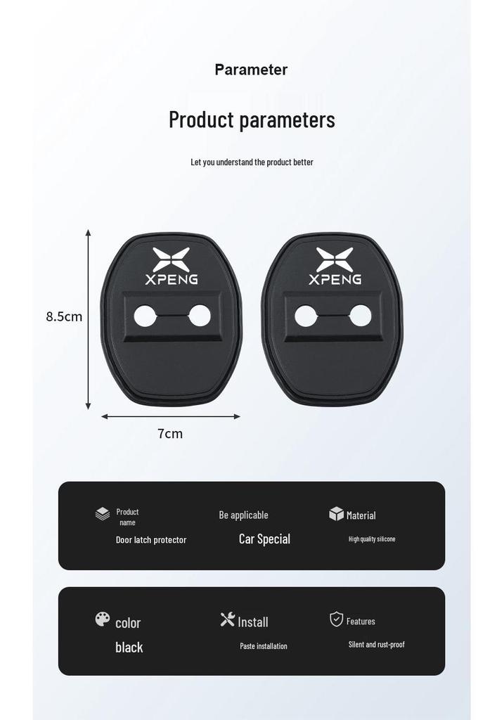 Couvercle en Silicone Anti-Poussière, Anti-Rouille, Absorbant les Chocs pour Serrure de Porte de Voiture Xiaopeng P5