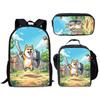 Classic Novelty Peculiar Cool Dog Doing 3D Print 3pcs/Set Pupil School Bags Laptop Daypack Backpack Lunch Bag Pencil Case