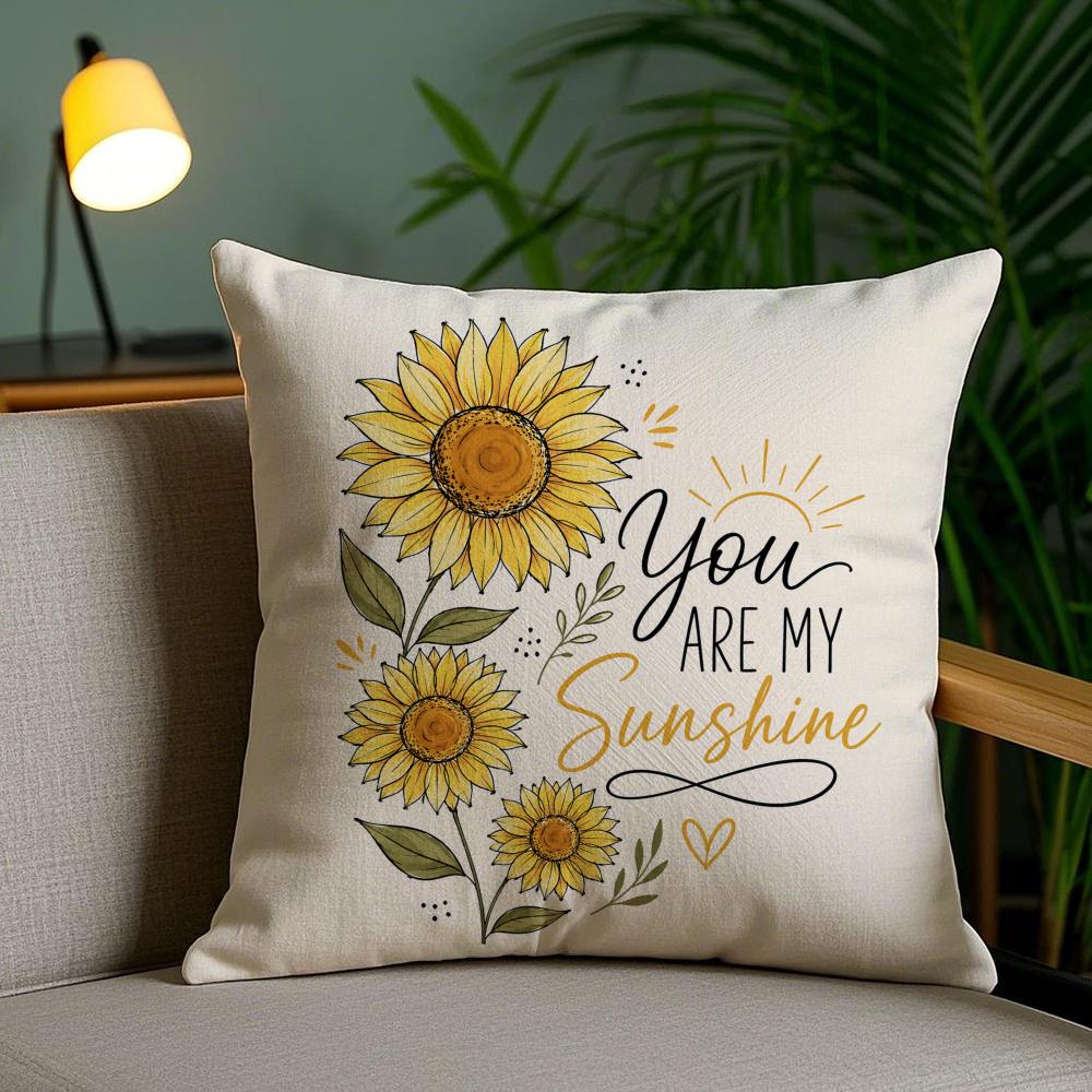 Yellow Sunflower Cushion Cover Short Plush Soft DoubleSided Printing Pillow Case Cozy Sofa Bedroom Home Decor Gift