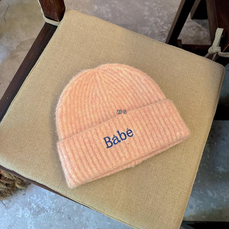 Letter Embroidered Woolen Hat Autumn and Winter Versatile Men and Women Outdoor Cycling Warm Pullover Knitted Woolen Hat