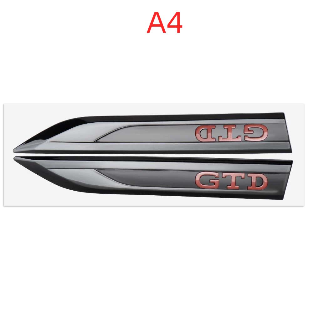 2PCS NEW Car ABS GTI GTD Badge Fender Side Blade Emblem Sticker Auto Side Body Fender Stickers Decal Decorate Accessories For VW