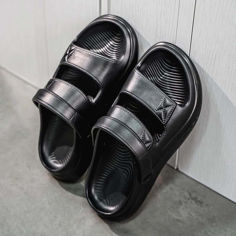 Large size men's open-toed shit-stepping slippers outdoor casual thick-soled slippers couple breathable beach cool slippers