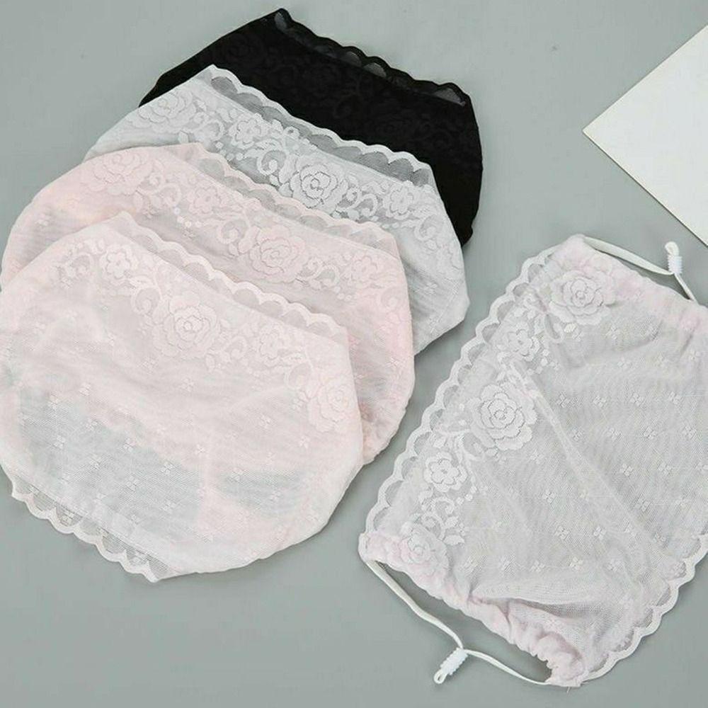 Summer Elastic Fashion Outdoor Solid Color Fishing Hanging Ear UV Protection Face Shield Sunscreen Mask Face Cover Lace Mask