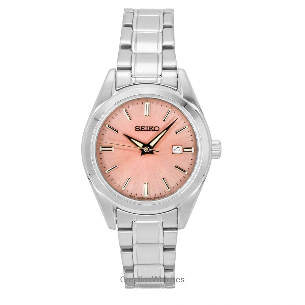 Женские часы Seiko Conceptual из нержавеющей стали с розовым циферблатом, кварцевые SUR529P1 100 м розовый