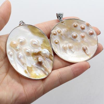 1 Stück, Luxuriöser Anhänger aus natürlicher Muschel, Barockstil, handgefertigte Charms für Schmuckherstellung, DIY-Halskettenzubehör, einzigartiges Festgeschenk für Frauen und Männer