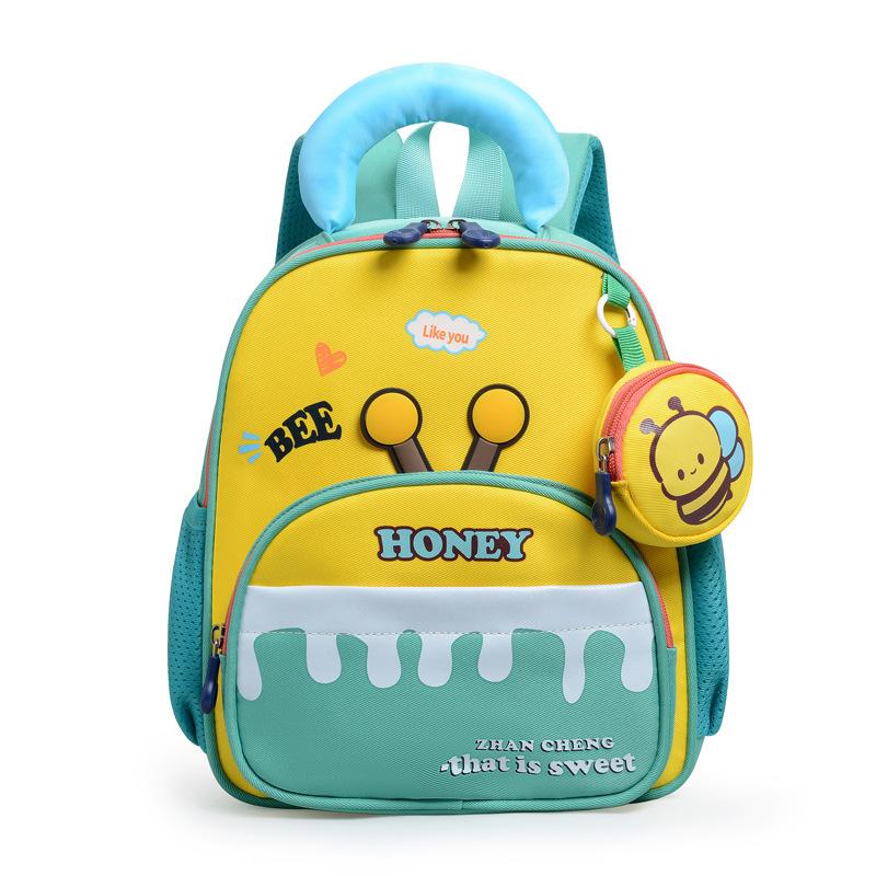 

New cartoon little bee kindergarten schoolbag contrasting colors, lightweight first grade backpack, large-capacity boys and girls backpack One size