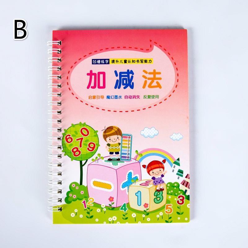 8 Pcs Multi-style Chinese and English Writing Practice Book Groove Copybook Calligraphy Supplies for Beginner Children Preschool Students