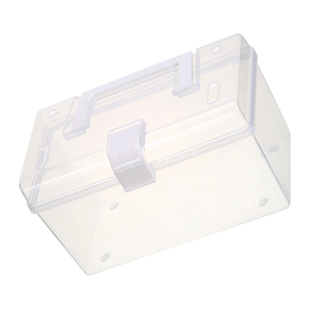 Transparent Storage Box Large Capacity Handheld Desktop Portable Multifunctional Storage Container with Handle for Home