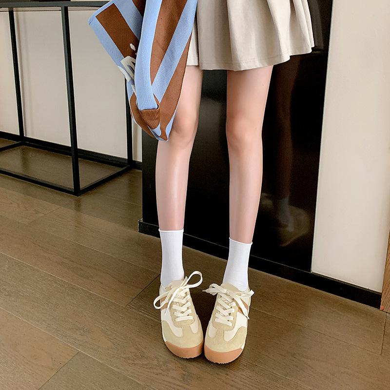 Leather Retro German Training Shoes Women's New Versatile Inner Height Increase Single Shoes Color Matching Soft Sole Breathable Casual Forrest Gump