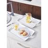 Blue Boat 16.5" x 11.5" Serving Trays Set of 2 White, Dinner Tray, Light Weight Easy to Clean Sturdy Stackable Melamine Serving Tray with Handle,