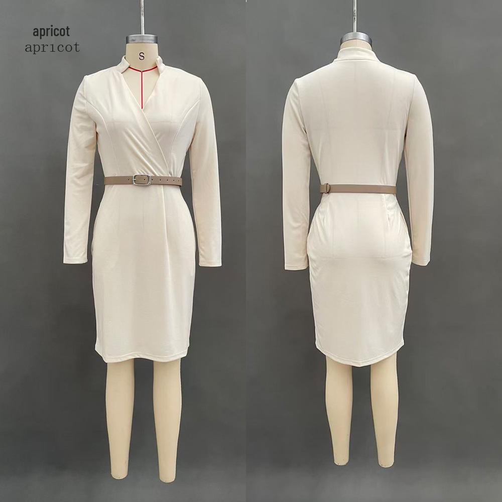 2025 Autumn French Chic Waist-Cinching Long-Sleeve Dress L