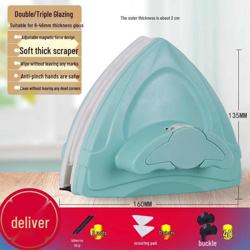 Double-Sided Magnetic Window Cleaning Brush for High-Rise Glass