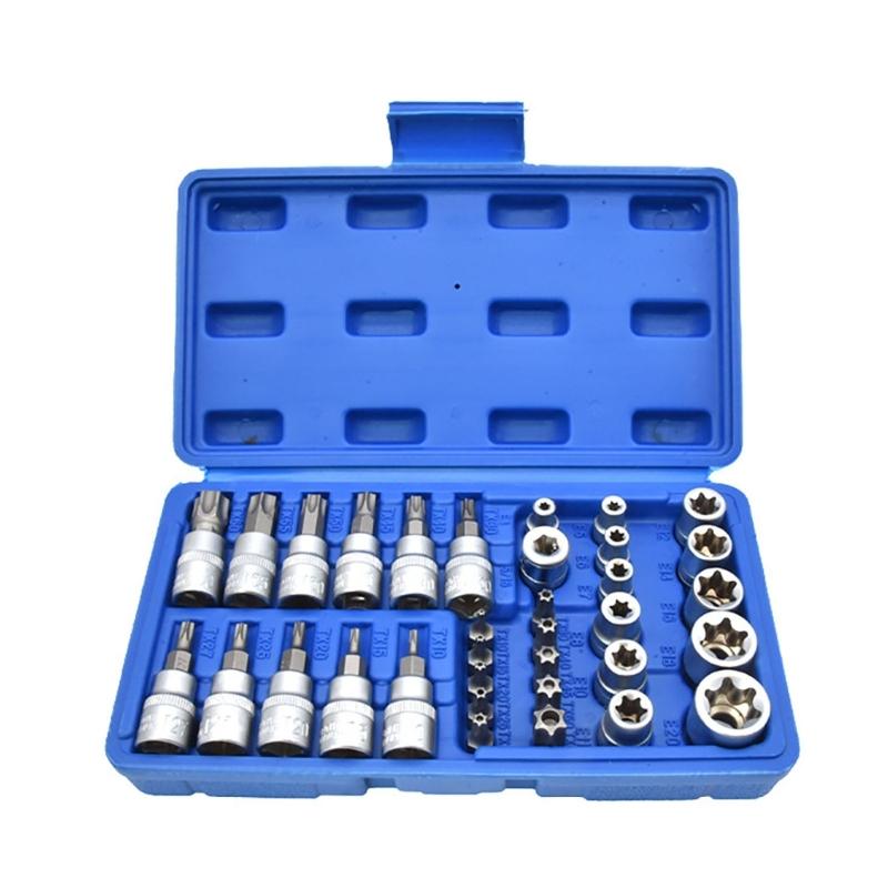 34Pcs Star Socket & Bit Set Electronic Safety Drill Driver Handheld Tool for Mechanics DIYer Enthusiasts Household Tasks