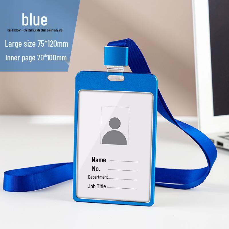 Aluminum Alloy ID Card Holder with Crystal Buckle Lanyard for Employees and Students