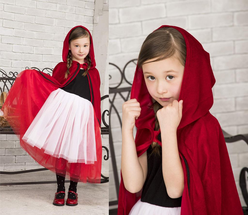 Clearstone Romantic Red Hood Cosplay Halloween Costume for 140cm Red Kids, Girls,
