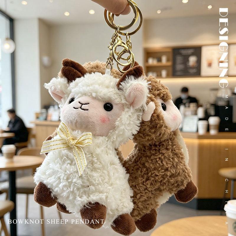 1 Pièce 12cm Mouton Moelleux Doux Sacoche Remplie Porte-clés Déco Mascotte Nouvel An Cadeaux d'Anniversaire Breloque de Sac