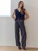 MAXZA Pintuck Detail High-Waisted Wide Slacks