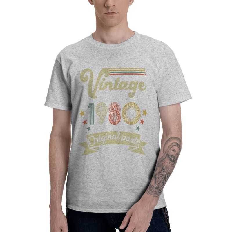 Vintage 1980 Original Parts T Shirts Men Short Sleeve Cotton T-shirt 41st Birthday 41Years Old Tee Harajuku Tshirt Gift