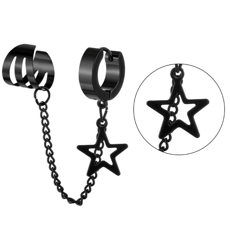 Fashionable Five Point Star Ear Clips With Secure Ear Cuff Design Comfortable Ear Studs For Daily Wear