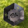 cacomi Rokuen Black Steel Finish Compact Folding Fire Pit Made in Japan Solo Use Easy Assembly Rugged Iron Hexagonal Shape Original Design by Shinsei