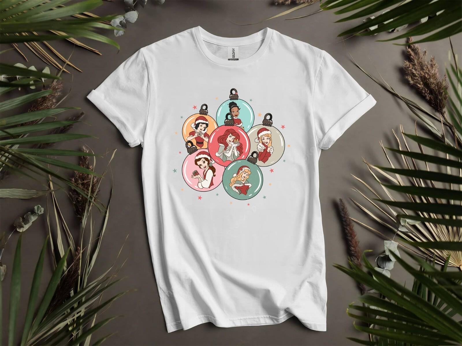 Disney Princesses Christmas T-shirt T shirt Men Women Unisex Tshirt I198 M