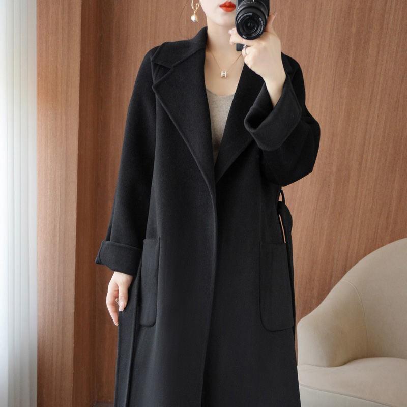 

Подовжене двостороннє вовняне пальто для жінок - Вільний силует, Позасезонна акція XL 158-198 jin